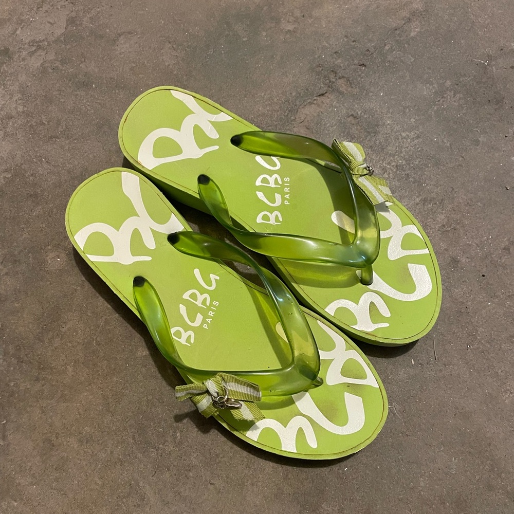 BCBG Lime Green Flip Flops